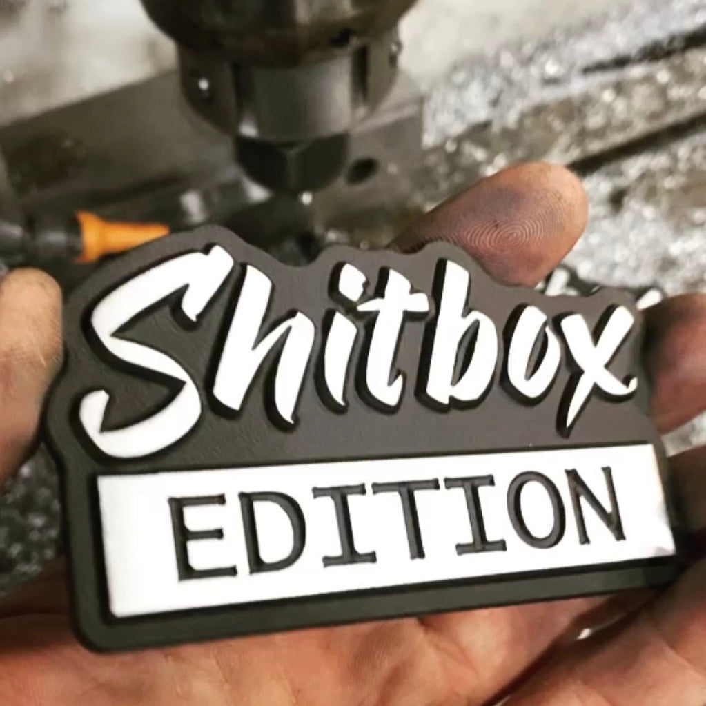 CNC Machined Billet Aluminum Shitbox Edition Emblem PAIR