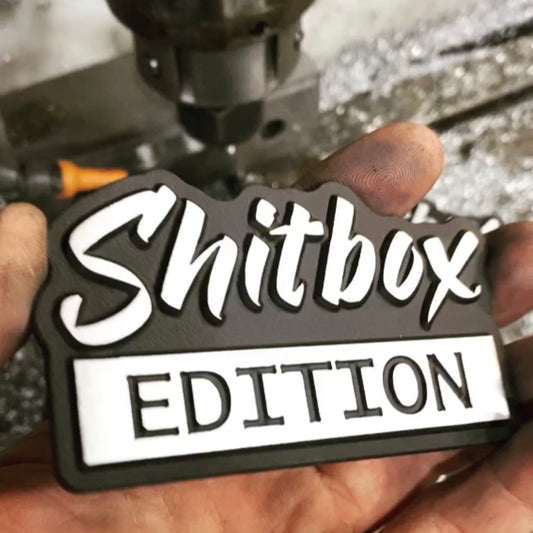 CNC Machined Billet Aluminum Shitbox Edition Emblem PAIR