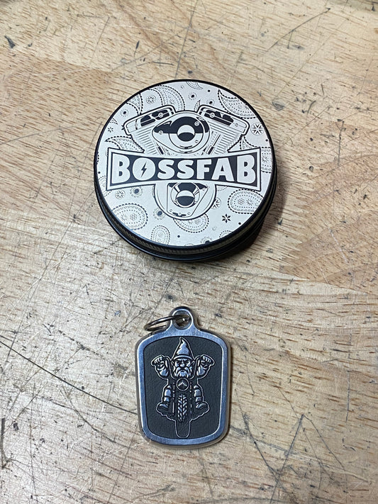 Gnome Riding a Motorcycle Billet Necklace Pendant & Bail