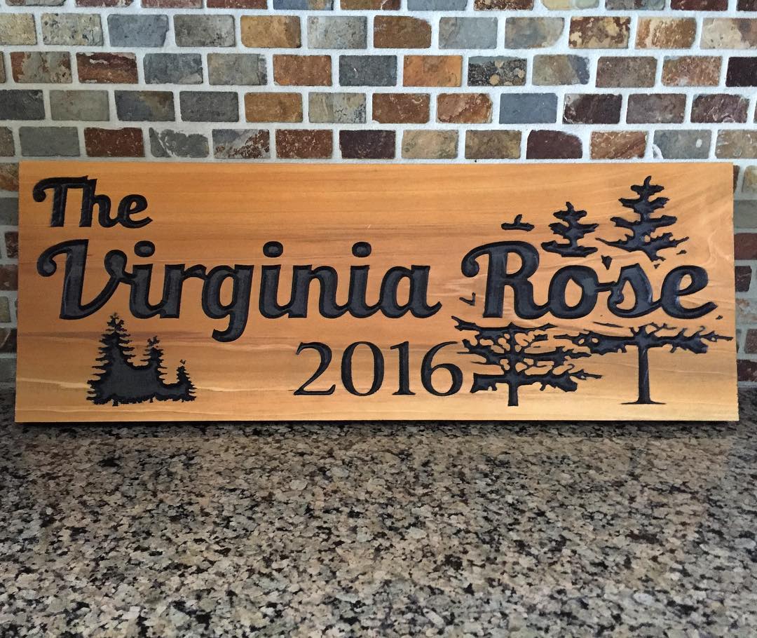 8"x22" Custom Carved Cedar Sign