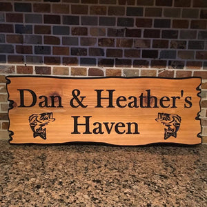 8"x22" Custom Carved Cedar Sign