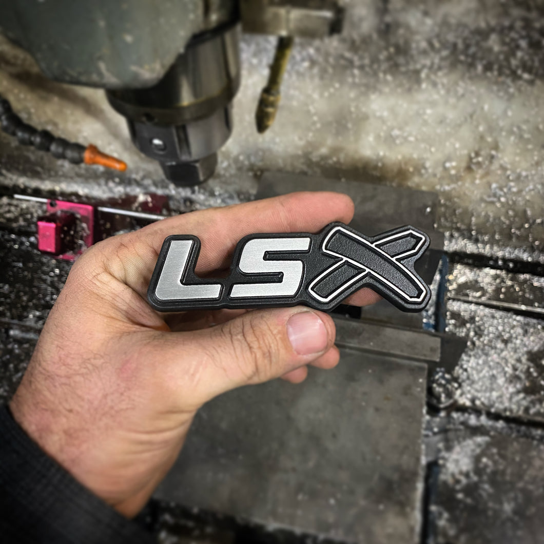 CNC Machined Billet Aluminum LSX Emblems PAIR
