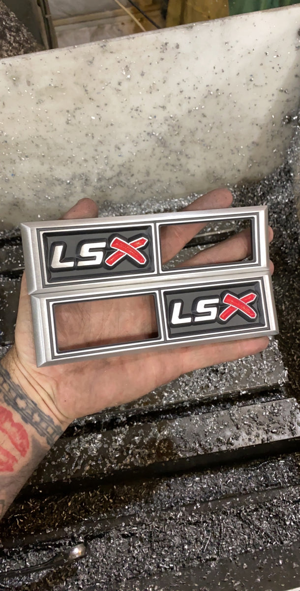 For LSX LS X Emblem Silver Red 3D Badge Decal -2Pc For LSX LS X Emblem Silver Red 3D Badge Decal -2Pc